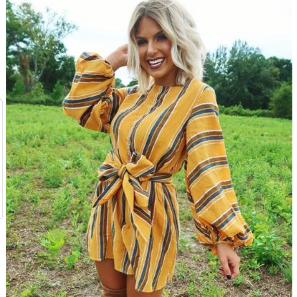 Striped Mustard Dress